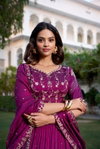 Wine Colour Vichitra Silk With Sequins And Thread Embroidery Work Lehenga With Blouse Dupatta Best Wholesale Shop In Surat